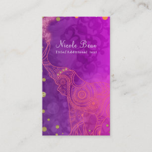 Elephant Purple Pink Orange & Gold Custom Chic Business Card