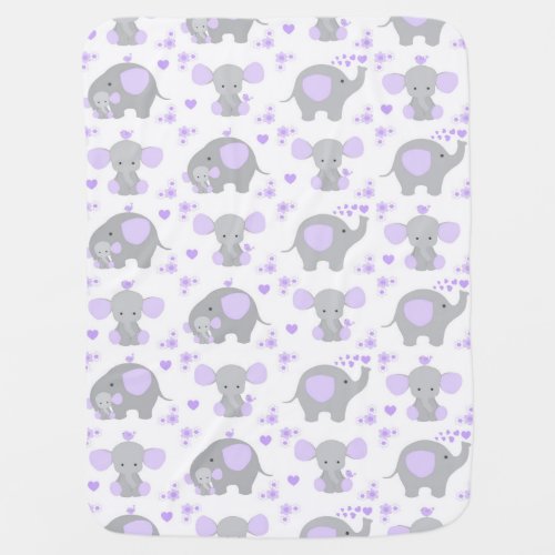 Elephant Purple Safari Animal Nursery Baby Girl Swaddle Blanket