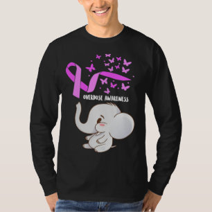 Elephant Purpleln Balloons Overdose Awareness Supp T-Shirt