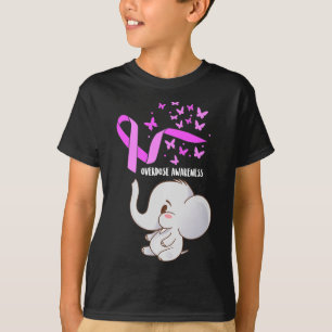 Elephant Purpleln Lloons Overdose Awareness Suppor T-Shirt