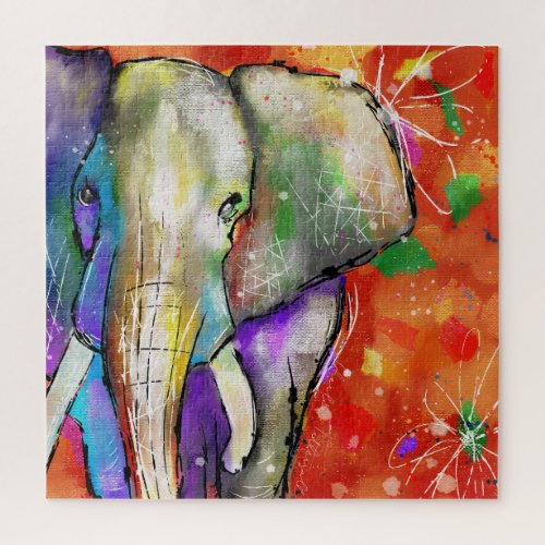 Elephant Puzzle _ Abstract Doodle Ink Style