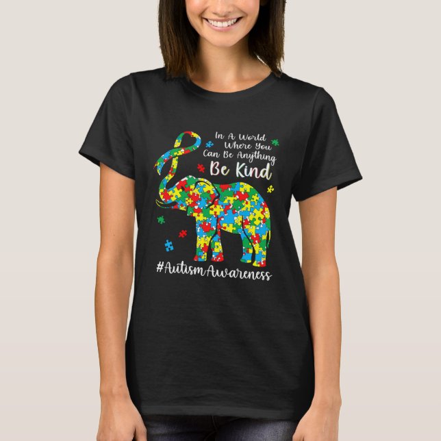 Elephant Puzzle Piece Autism Awareness Month For K T-Shirt (Front)
