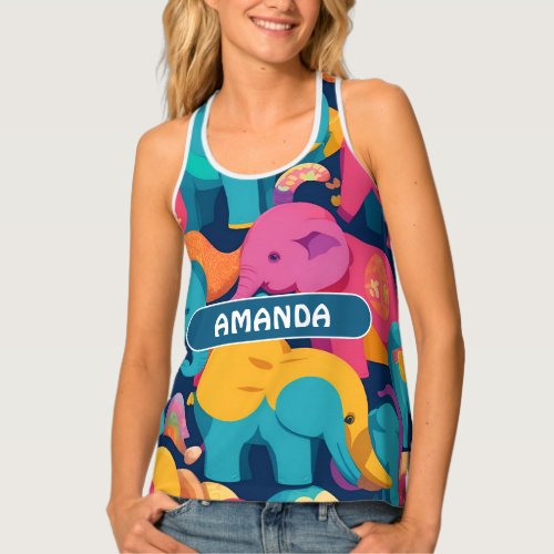 Elephant Rainbow Colorful Personalized Pattern Tank Top