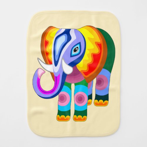 Elephant Rainbow Colors Patchwork Baby Burp Cloth