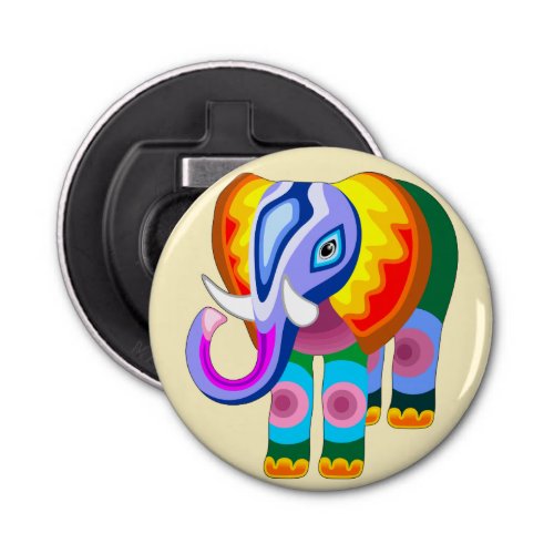 Elephant Rainbow Colors Patchwork Bottle Opener
