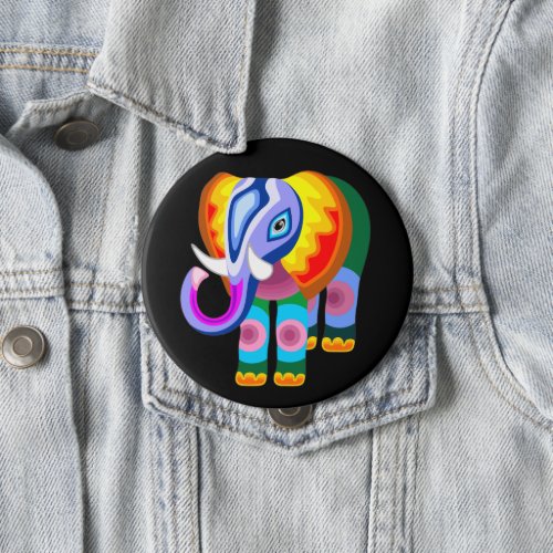 Elephant Rainbow Colors Patchwork Button