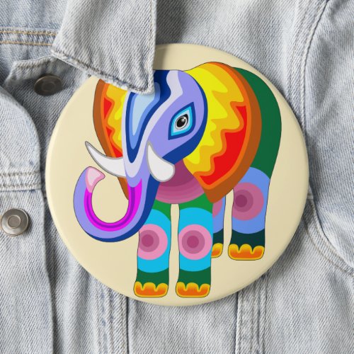 Elephant Rainbow Colors Patchwork Button