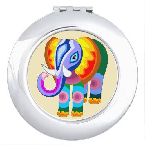 Elephant Rainbow Colors Patchwork Compact Mirror