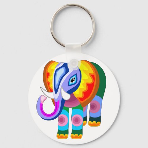Elephant Rainbow Colors Patchwork keychain