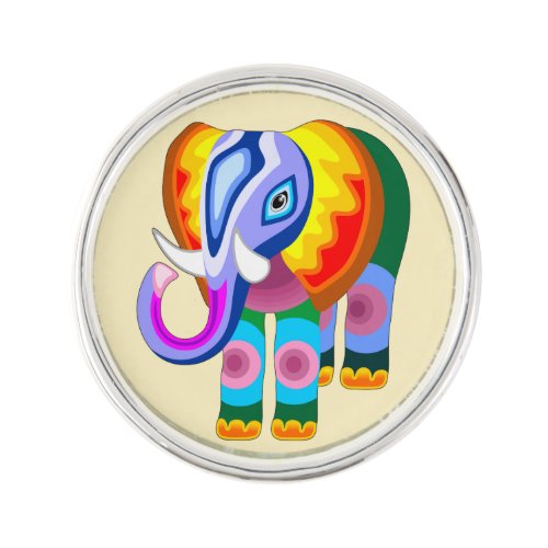 Elephant Rainbow Colors Patchwork Lapel Pin