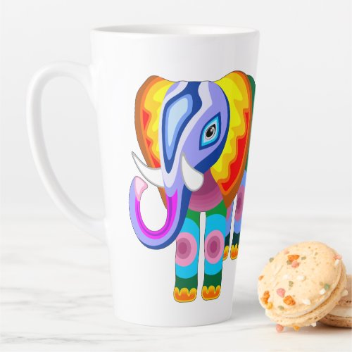 Elephant Rainbow Colors Patchwork Latte Mug