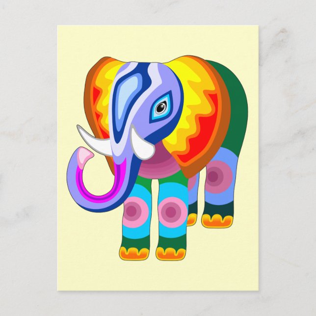 Elephant Rainbow Colors Patchwork postcards (Front)
