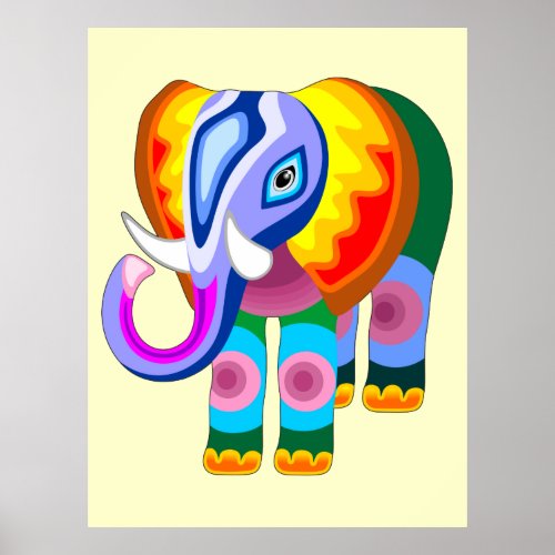 Elephant Rainbow Colors Patchwork Poster
