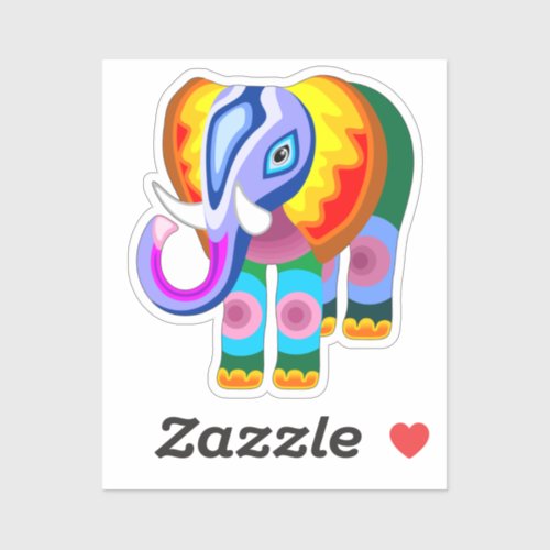 Elephant Rainbow Colors Patchwork Sticker