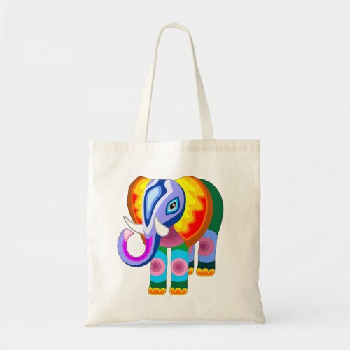 Elephant Rainbow Colors Patchwork Tote Bag