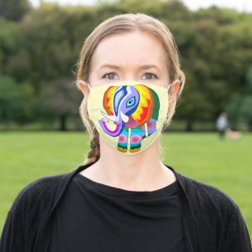 Elephant Rainbow Colours Patchwork Adult Cloth Face Mask