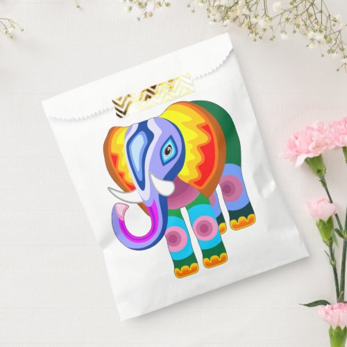 Elephant Rainbow Colours Patchwork Favor Bag