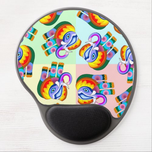Elephant Rainbow Colours Patchwork Gel Mouse Pad