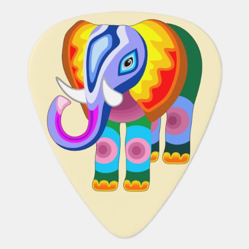 Elephant Rainbow Colours Patchwork Guitar Pick