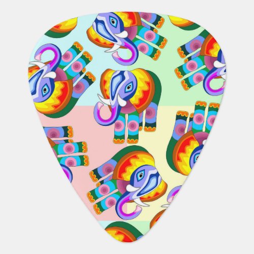 Elephant Rainbow Colours Patchwork Guitar Pick