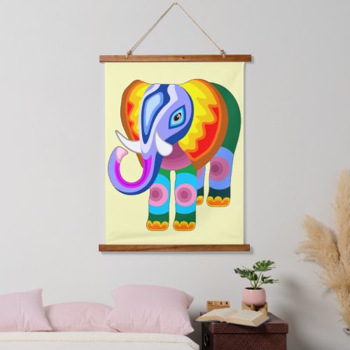 Elephant Rainbow Colours Patchwork Hanging Tapestry