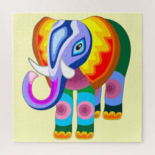 Elephant Rainbow Colours Patchwork Jigsaw Puzzle