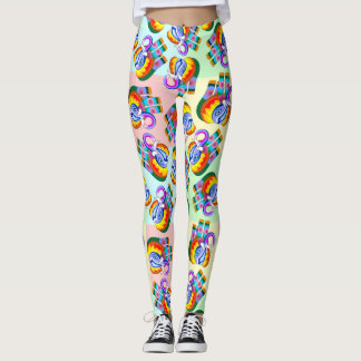 Elephant Rainbow Colours Patchwork Leggings