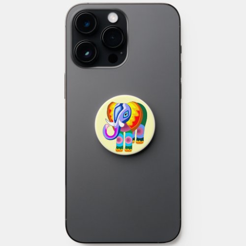 Elephant Rainbow Colours Patchwork PopSocket