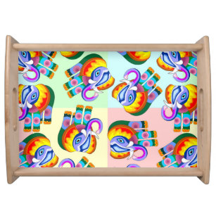 Elephant Rainbow Colours Patchwork Serving Tray