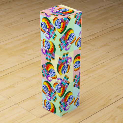 Elephant Rainbow Colours Patchwork Wine Box