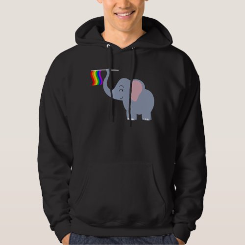 Elephant Rainbow Flag Gay Pride Cute LGBT Animal L Hoodie