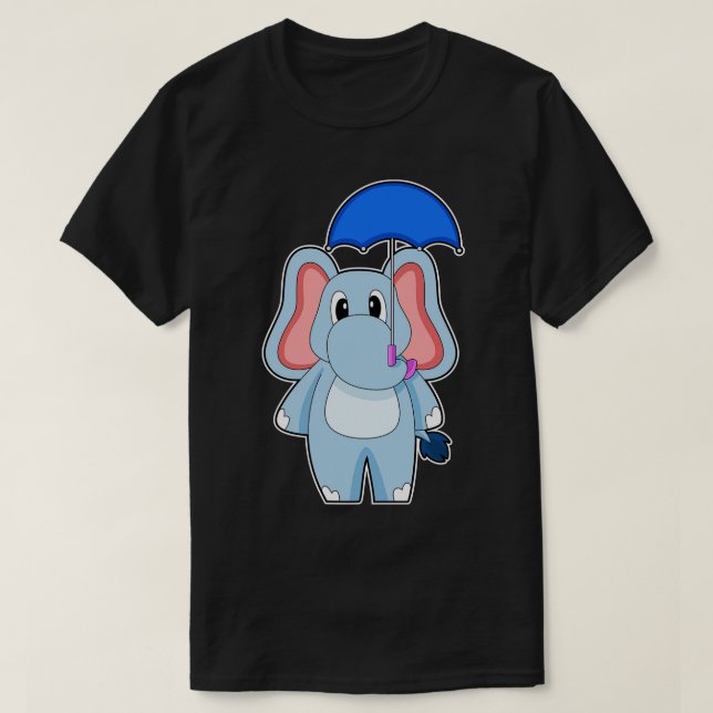Elephant Raining Umbrella T-Shirt (Design Front)
