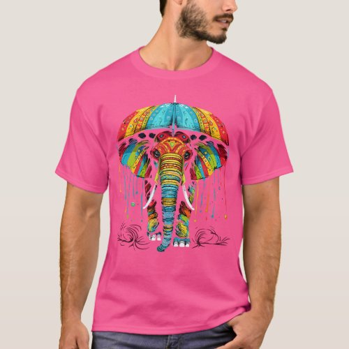 Elephant Rainy Day With Umbrella T_Shirt