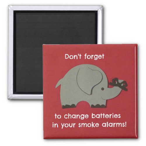 Elephant reminder to change smoke alarm batteries magnet