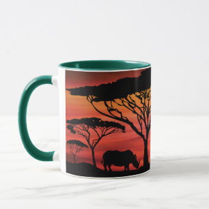 Elephant, Rhinoceros and Giraffe in the Serengeti Mug