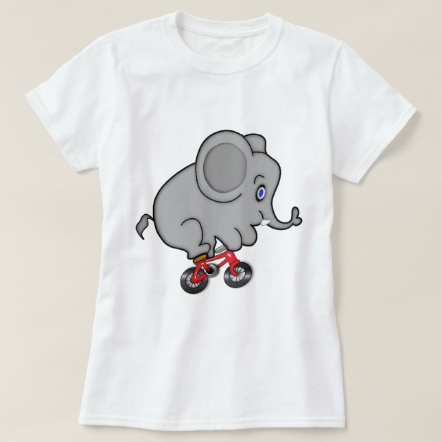 Elephant Riding a Bike T-Shirt (Design Front)