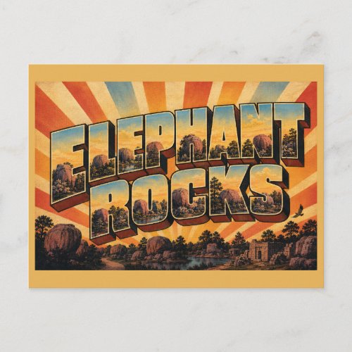 Elephant Rocks State Park MO Vintage Travel Art Postcard