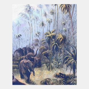 Elephant Rug - Elephants in Jungle Area Rug Carpet