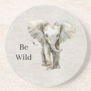 Elephant Safari Animal Faux Linen Coaster