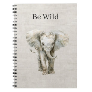 Elephant Safari Animal Faux Linen Notebook