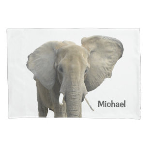 Elephant Safari Animal Personalized Name Pillow Case