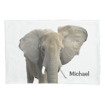 Elephant Safari Animal Personalized Name Pillow Case by stdjura at Zazzle