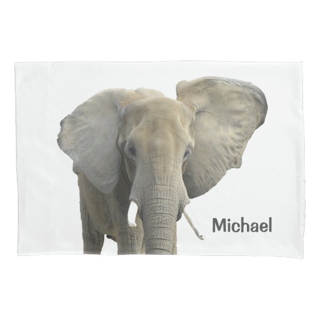 Elephant Safari Animal Personalized Name Pillow Case (Front)