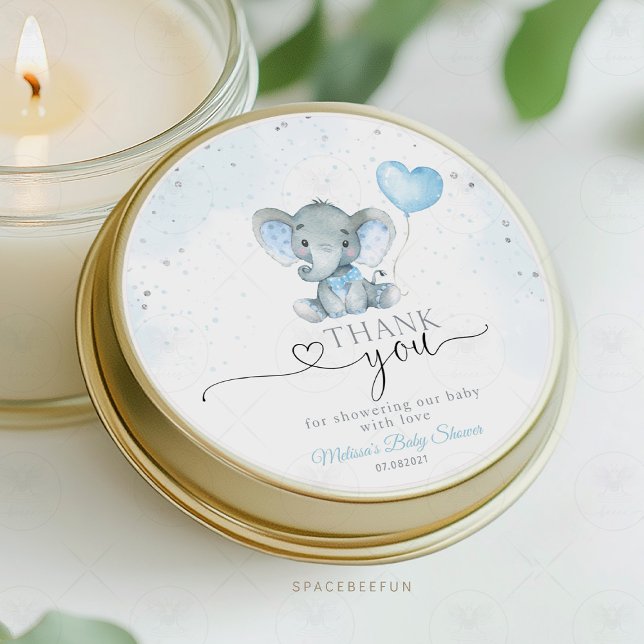 Elephant Safari Baby shower  Classic Round Sticker (Elephant Safari, Baby Shower, Sticker, Thank You, Safari Theme, Elephant Thank You, Baby Shower Favo)