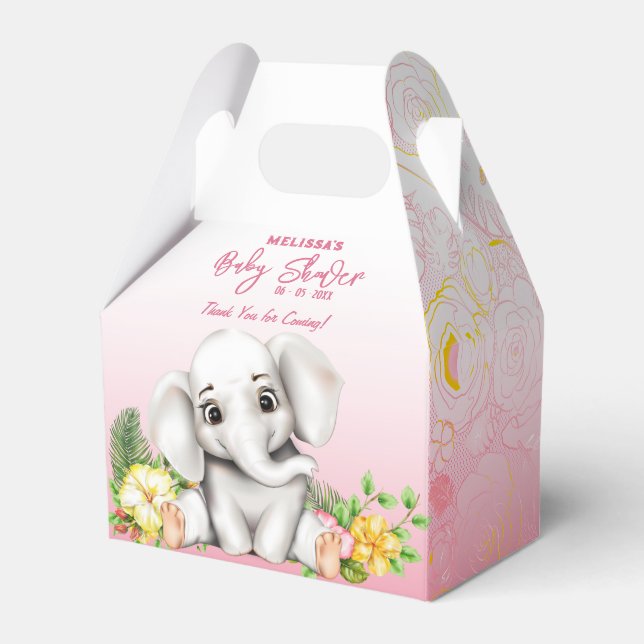 Elephant Safari Baby Shower Favor Boxes (Front Side)