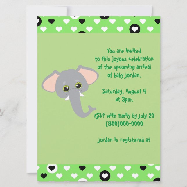 Elephant Safari Baby Shower Invitation (Front)