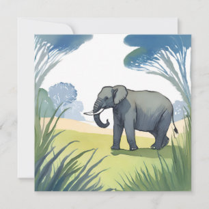 Elephant Safari   Beautiful Nature Watercolor  Card