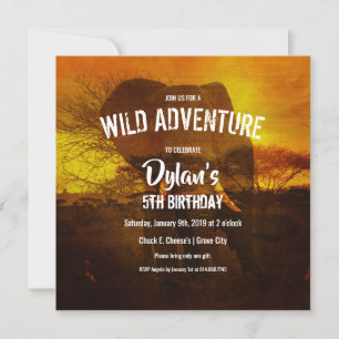 Elephant Safari Birthday Party Invitation