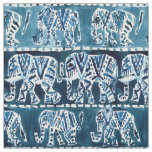 ELEPHANT SAFARI Boho Deep Indigo Watercolor Fabric