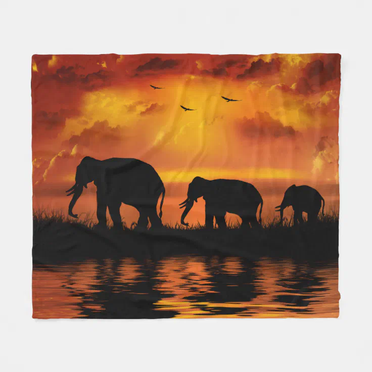 Elephant Safari Fleece Blanket | Zazzle